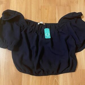 Active USA Navy Off-Shoulder Blouse